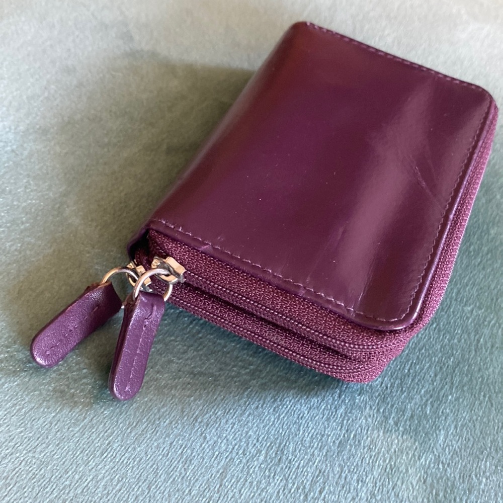 Purple Leather made in India wallet card holder Id